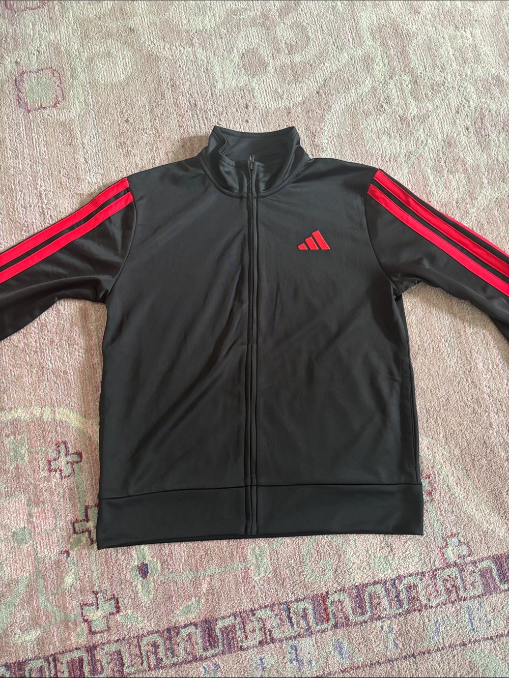 Adidas Kids’ Black Track Jacket with Red Accents